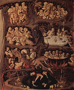 La pintura del segle segle xv del Judici Final de Fra Angelico (1395–1455) representava l'infern amb un diable negre viu devorant pecadors.