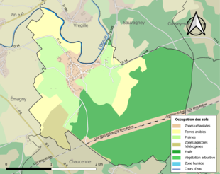 Carte en couleurs présentant l'occupation des sols.