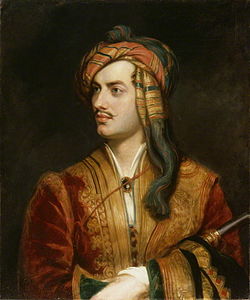 George Gordon Byron en trache albanés en un cuadro de Thomas Phillips de 1835, posterior a la suya muerte.