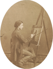 Henry Mosler working on a painting, 1860