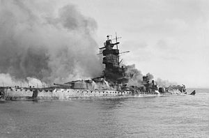 Пожар на тяжёлом крейсере «Адмирал Граф Шпее» при его затоплении