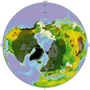 Minimum (Interglaciaire, en noir) et maximum (Glaciaire, en gris) pour les dernières glaciations (quaternaires) de l'hémisphère Nord.