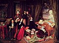 Image 12Josef Danhauser's 1840 painting of Franz Liszt at the piano surrounded by (from left to right) Alexandre Dumas, Hector Berlioz, George Sand, Niccolò Paganini, Gioachino Rossini and Marie d'Agoult, with a bust of Ludwig van Beethoven on the piano (from Romantic music)