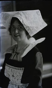 Soprano Loraine Wyman, wearing a Breton peasant costume