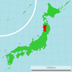 Akita-præfekturets beliggenhed i Japan