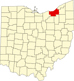 Karte von Cuyahoga County innerhalb von Ohio