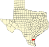 State map highlighting Kleberg County