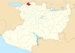 Location of Tanhuato in Michoacán