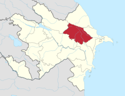 Економічний район Гірський Ширван на мапі Азербайджану (виділений червоним)