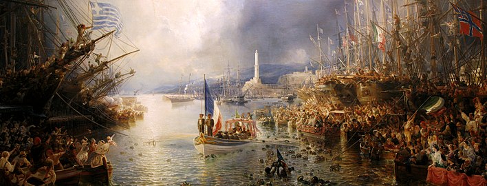 Napoléon III à Gênes (1859), toile de Théodore Gudin.