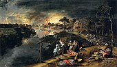 Сцена войны и пламени. 1569. Дерево, масло. Лувр, Париж