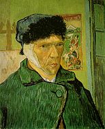 Det berømte maleriet av Vincent van Gogh med bandasjert øre fra 1888.