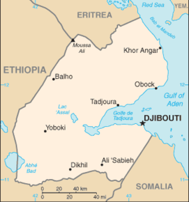Kart over Republikken Djibouti