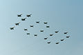 A flypast with the number "100" to honor the centennial of the Russian Air Force.