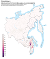 Расселение нанайцев в ДФО по городским и сельским поселениям в %, перепись 2010 г.