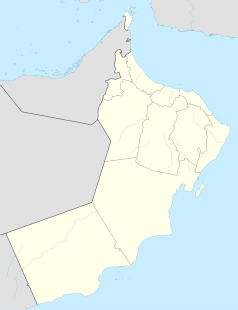 Mapa konturowa Omanu, u góry po prawej znajduje się punkt z opisem „As-Sib”