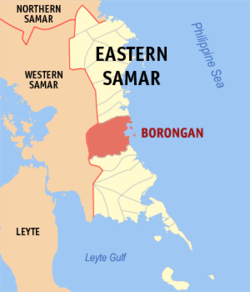 Bản đồ Đông Samar với vị trí của Borongan