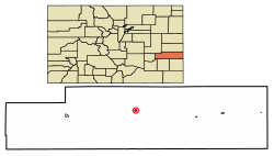Location of the Town of Eads in Kiowa County, Colorado.