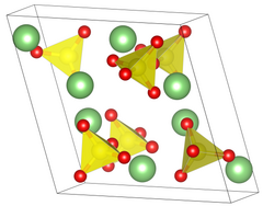 Unit cell of the β-modification of lithium sulfate. Unit cell of lithium sulfate.