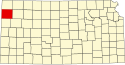 Harta statului Kansas indicând comitatul Sherman