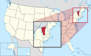 Harta e Shteteve të Bashkuara me Vermont të theksuar