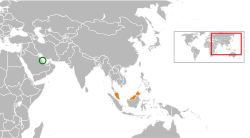 Map indicating locations of Bahrain and Malaysia