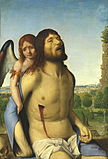 Antonello da Messina, "An Críost marbh Tacaigh le hAingeal", c. 1475