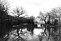 Pont traversant l'étang Saint-Nicolas (hiver)