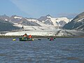 Rafters and Child's Glacier on the lower Copper River