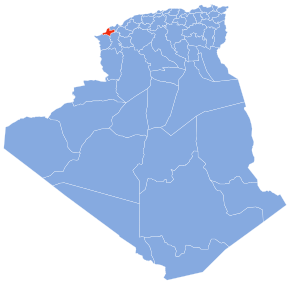 Harta provinciei Aïn Témouchent în cadrul Algeriei