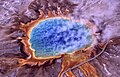 Aerial view of Grand Prismatic Spring; Yellowstone National Park Image.