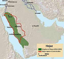 Map with the kingdom in green and the current region in red.
