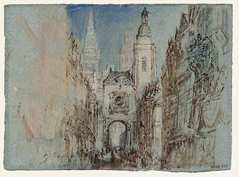 The Gros Horloge at Rouen, JMC Turner, 1832.