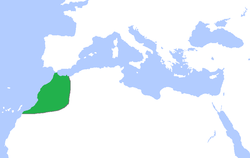 Tanah diperintah dinasti Marin (hijau), sek. 1300.