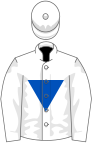 White, royal blue inverted triangle