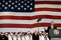 President Obama delivers remarks to an audience of Sailors and Marines at NAS Jacksonville.