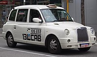 London Taxi TX4 operating as 13LCAB (Black and White Cabs)