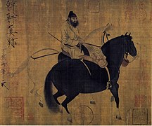 Jinete con caballos, pintura china de Han Gan (dinastía Tang, siglo VIII).