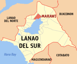 Mapa ng Lanao del Sur na nagpapakita ng Marawi