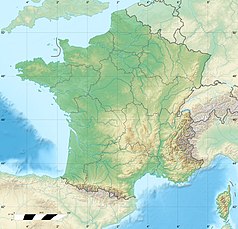 Mapa konturowa Francji, u góry po lewej znajduje się punkt z opisem „La Manche”
