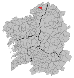 Location of Cerdido within Galicia