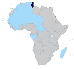 法属突尼斯(深蓝) 法国非洲领地(浅蓝) 1913年