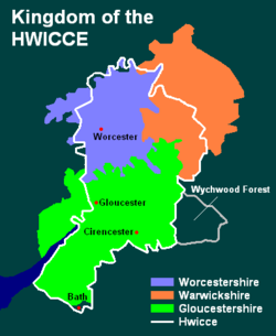 The Hwicce: історичні кордони на карті