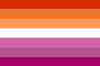 Orange-pink lesbian flag derived from the pink lesbian flag, circulated on social media in 2018[42]