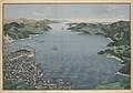 Bird's-eye view of the Nagasaki bay, with the island Dejima at mid-left