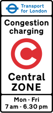 Sign indicating the entrance of congestion charge area.