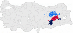 Verspreiding van Zazaki in Turkye