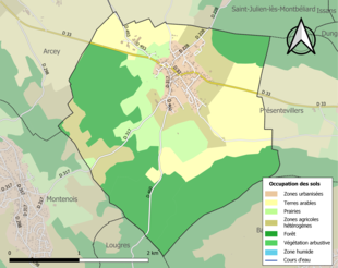 Carte en couleurs présentant l'occupation des sols.