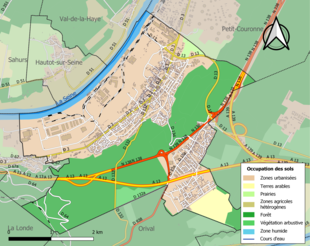 Carte en couleurs présentant l'occupation des sols.