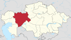 Aktöbe'nin Kazakistan'daki konumu